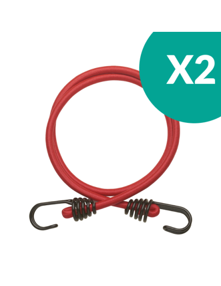 Lot de 2 tendeurs en caoutchouc à crochets, 8mmx1m, rouge - THIRARD Sangle