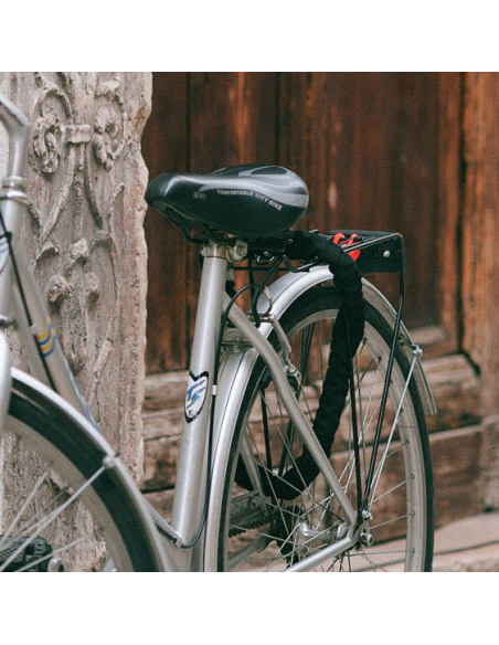 Chaîne acier gainé nylon Loops, vélo, moto, barrières, 1.5m, noir, 2 clés - THIRARD Antivols à clé