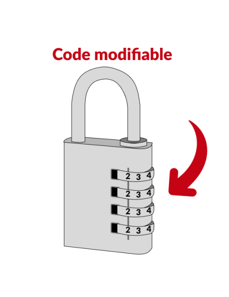 Cadenas à code Type 1, intérieur, alu, couleurs assorties, 40mm, 4 chiffres - THIRARD Cadenas à combinaison