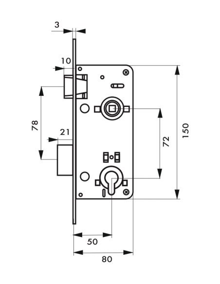 Boitier de serrure à encastrer à cylindre pour porte d'entrée, axe 50mm - THIRARD Serrures encastrables