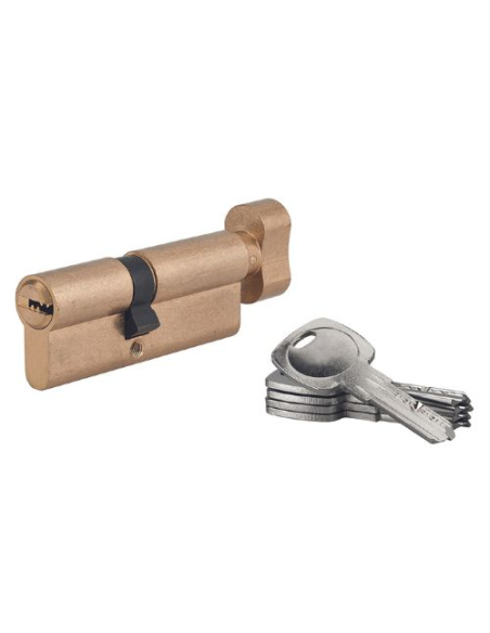 Cylindre de serrure à bouton 5G 45B x 35mm, laiton, anti-arrachement, 5 clés - SP Cylindres à bouton