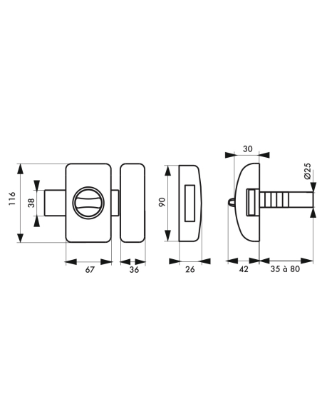 Verrou universel Transit 2 ajustable, bronze, 5 clés - THIRARD Verrou de porte