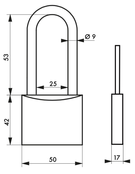 Cadenas à clé Type 1+, laiton, intérieur, anse acier nickelé, 50mm, 2 clés - THIRARD Cadenas à clé
