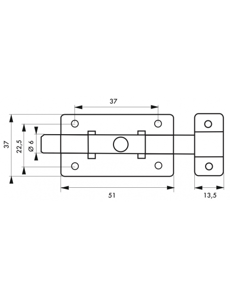 Targette pêne plat pour porte d'ameublement, 50mm, inox - THIRARD Targette