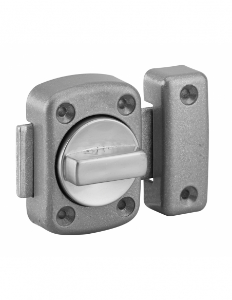 Verrou à bouton Alouette pour porte intérieure, 30mm, acier, époxy argent - THIRARD Verrou de porte