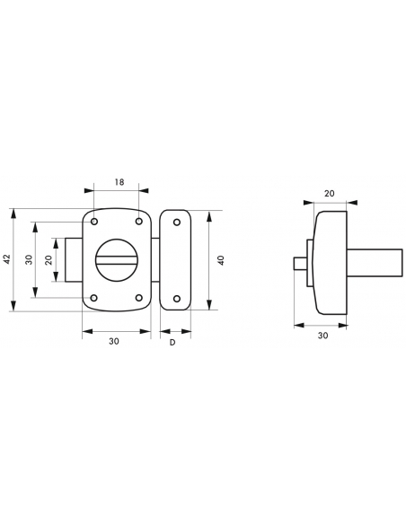 Verrou à bouton Alouette pour porte intérieure, 30mm, acier, époxy argent - THIRARD Verrou de porte