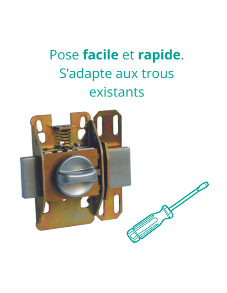 Verrou à bouton Universel ajustable pour entrée, HG 5, dim. cylindre de 35 à 80mm, acier, 5 clés, epoxy bronzze - THIRARD Ver...