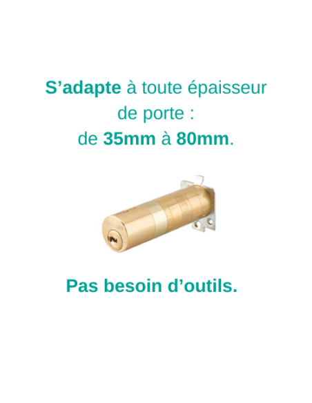 Verrou à bouton Universel ajustable pour entrée, HG 5, dim. cylindre de 35 à 80mm, acier, 5 clés, epoxy bronzze - THIRARD Ver...