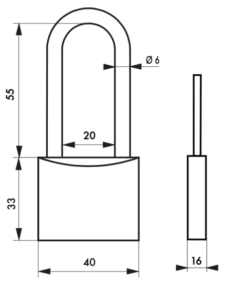 Cadenas à  clé - intérieur - 40 mm - Type 1 - THIRARD Cadenas