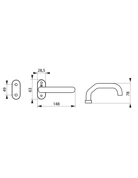 Paire de béquilles pour porte, carré 7mm, aspect inox - THIRARD Poignée sur rosace