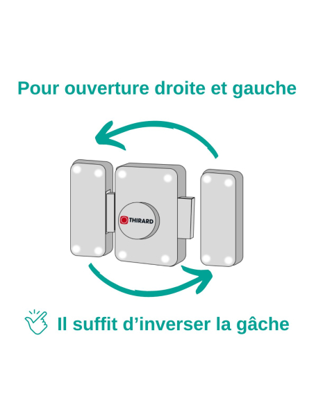 Verrou à bouton Universel ajustable pour entrée, Transit 2, dim. cylindre de 35 à 80mm, acier, 5 clés, epoxy noir - THIRARD V...