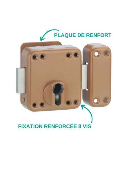 Boitier de verrou double entrée Rafale pour porte d'entrée à cylindre, acier, epoxy bonze - THIRARD Verrous