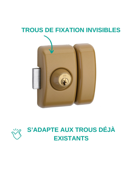 Verrou double entrée Universel pour porte d'entrée, cylindre 45mm, acier, 3 clés, epoxy bronze - THIRARD Verrous