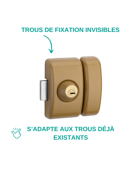 Verrou double entrée Universel pour porte d'entrée, cylindre 45mm, acier, 4 clés, epoxy bronze - THIRARD Verrous