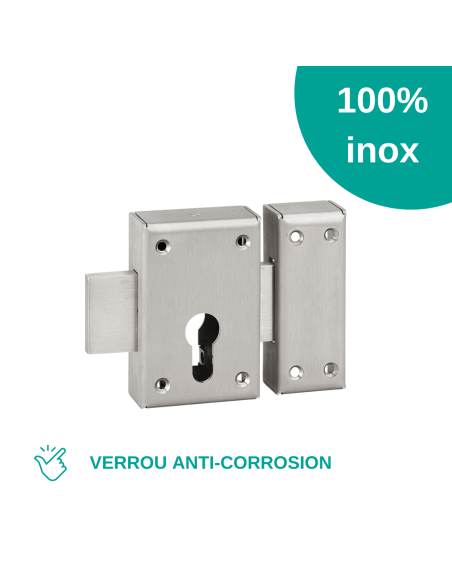 Boitier de verrou double entrée Inox pour porte d'entrée à cylindre, inox - THIRARD Verrous