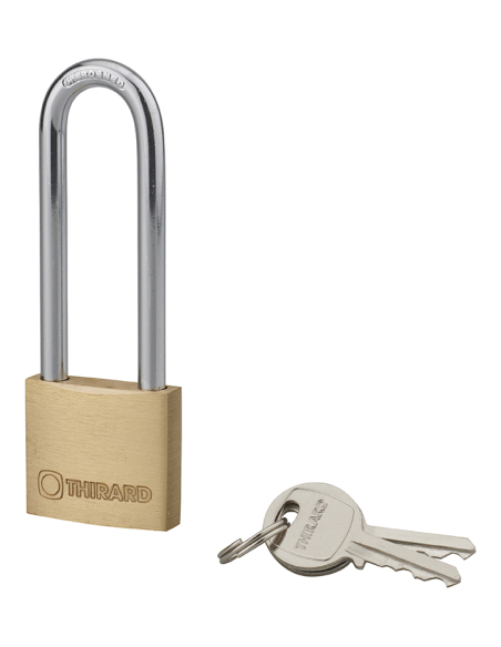 Cadenas à clé Type 1, laiton, intérieur, anse demi-haute acier, 30mm, 2 clés - THIRARD Cadenas à clé