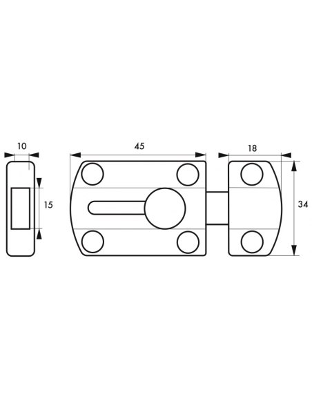 Targette, pêne 15mm, nickel satin - THIRARD Targette