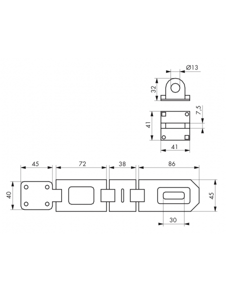 Porte cadenas, 200mm, acier renforcé cémentée - THIRARD Porte cadenas