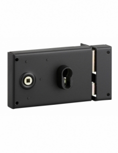 Boitier de serrure horizontale en applique double entrée à fouillot pour entrée, droite, axe 53mm, 140x88mm, noir - THIRARD FBA