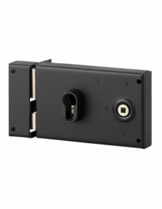 Boitier de serrure horizontale en applique double entrée à fouillot pour entrée, gauche, axe 53mm, 140x88mm, noir - THIRARD FBA