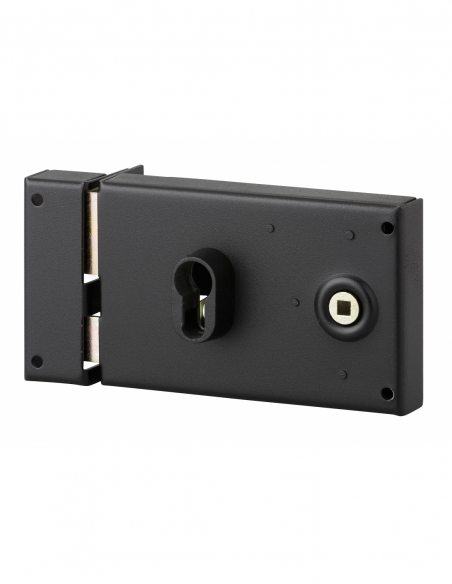 Boitier de serrure horizontale en applique double entrée à fouillot pour entrée, gauche, axe 53mm, 140x88mm, noir - THIRARD FBA