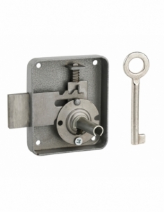 Serrure de meuble Paris pour porte d'ameublement, droite, axe 40mm, 65x70mm, gris, 1 clé - THIRARD FBA
