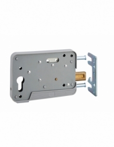 Boitier de serrure en applique à double entrée pour portillon, réversible, 150x108mm, axe 130mm, gris - THIRARD FBA