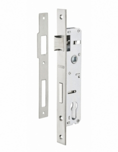Boitier de serrure encastrable à cylindre pour menuiserie métallique, axe 25mm, bouts carrés, zingué - THIRARD FBA