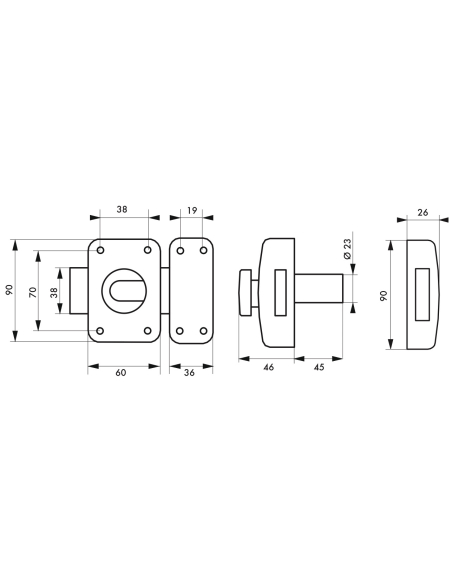 Verrou à bouton Transit 2 pour porte d'entrée, cylindre 45mm, 4 clés, époxy or - THIRARD Verrous de porte d'entrée