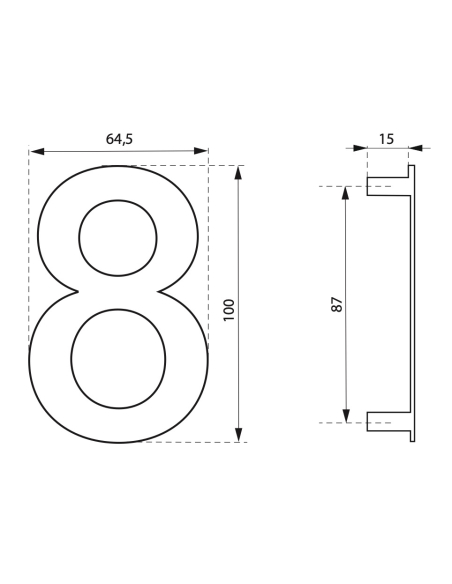 Chiffre 8 à visser, inox, H.100mm - THIRARD Chiffres à visser