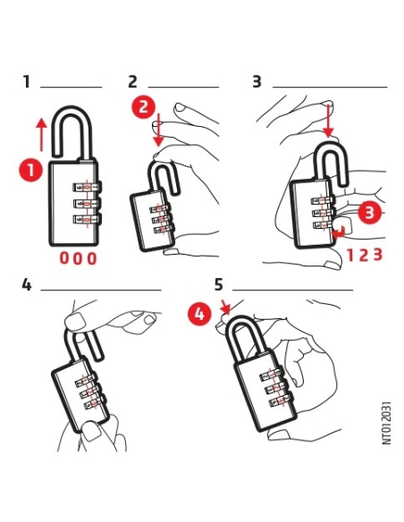 Cadenas à combinaison M54, 4 lettres, intérieur, 43mm - THIRARD FBA