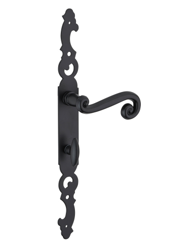Ensemble de poignées pour porte intérieure Coq à condamnation, carré 7mm, entr'axes 195mm, laqué noir - THIRARD FBA