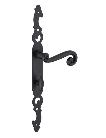 Ensemble de poignées pour porte intérieure Coq à condamnation, carré 7mm, entr'axes 195mm, laqué noir - THIRARD FBA