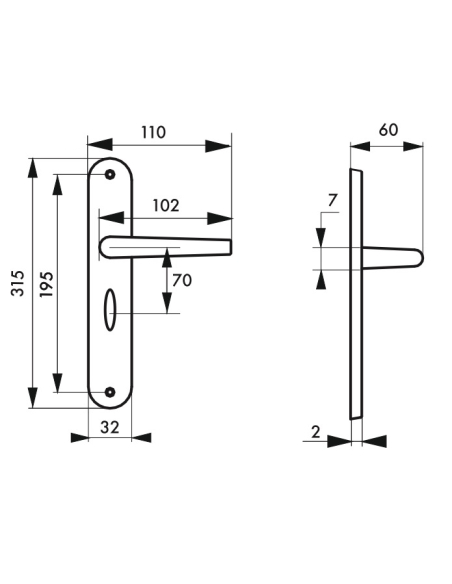 Ensemble de poignées pour porte intérieure Coq à condamnation, carré 7mm, entr'axes 195mm, laqué noir - THIRARD FBA