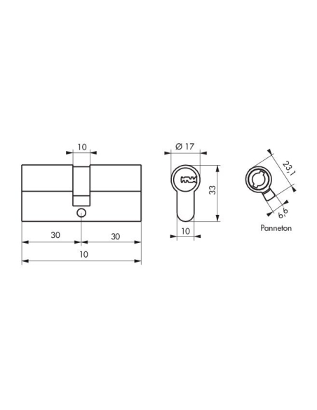 Cylindre de serrure double entrée Trafic 6 UNIKEY (achetez-en plusieurs, ouvrez avec la même clé), 30x30mm, 5 clés - THIRARD ...