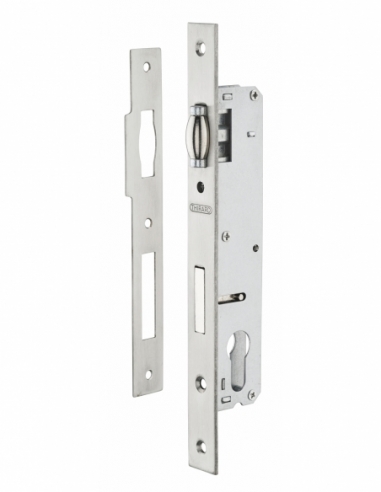 Boitier de serrure encastrable à rouleau à cylindre pour menuiserie métallique, axe 20mm, bouts carrés, zingué - THIRARD FBA
