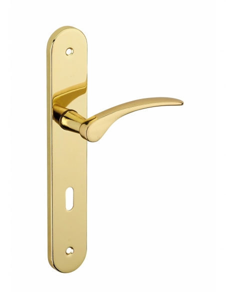 Ensemble de poignées pour porte de chambre Dionysos trou de clé, carré 7mm, entr'axes 195mm, laitonné - THIRARD FBA