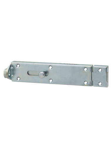 Verrou porte cadenas, longueur 250mm, pêne plat coulissant, gâche en acier cambré, acier zingué - THIRARD Verrous de portail
