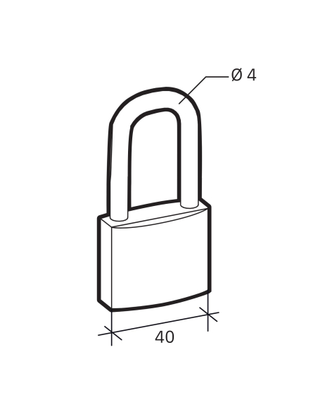 Cadenas BASIC à clé, base 30 mm, anse 1/2 haute 44 mm, anse acier, 2 clés - SP Cadenas à clé