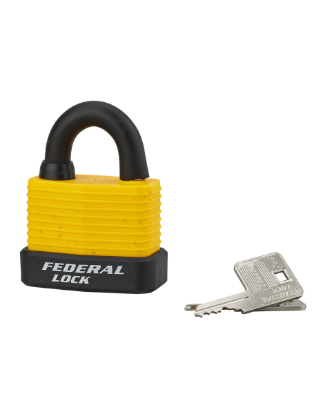 Cadenas Bumper à clé Jaune, acier, extérieur, 54mm, 2 clés - THIRARD Cadenas à clé