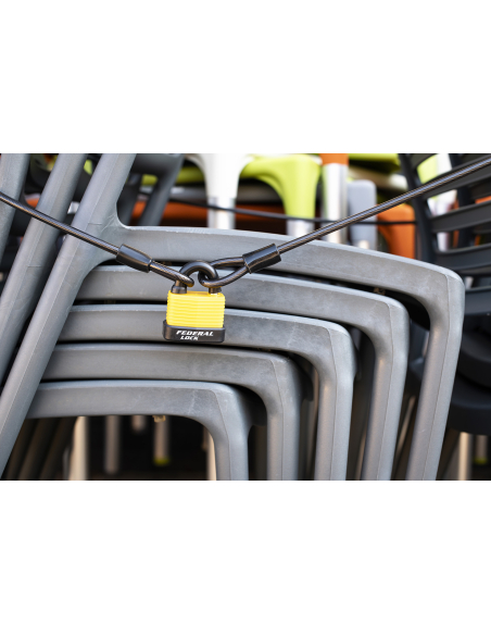 Cadenas Bumper à clé Jaune, acier, extérieur, 54mm, 2 clés - THIRARD Cadenas à clé