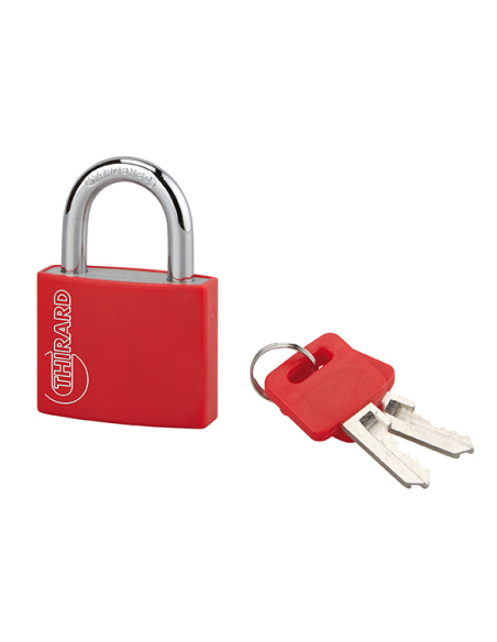 Cadenas à clé Maxium Color Rouge, intérieur, aluminium, 40mm, 2 clés - THIRARD Cadenas à clé
