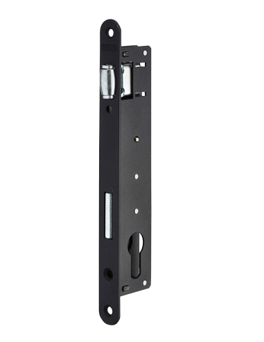 Serrure encastrable à rouleau pour porte battante, axe 22mm, bouts ronds, noir - THIRARD Serrures encastrables