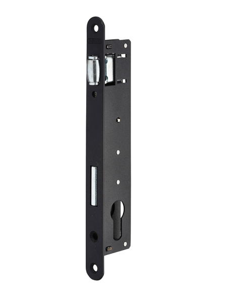 Serrure encastrable à rouleau pour porte battante, axe 22mm, bouts ronds, noir - THIRARD Serrures encastrables