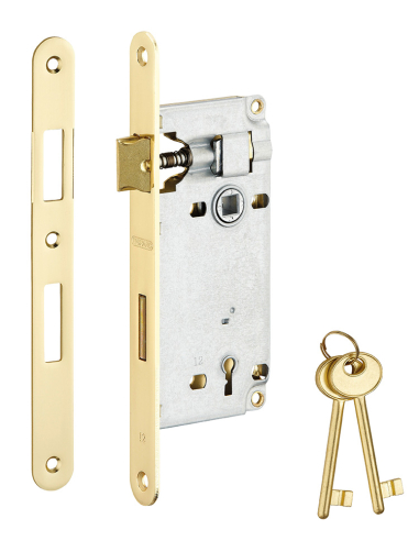 Serrure encastrable à clé pour porte de chambre, axe 45mm, bouts ronds, 2 clés - THIRARD Serrures encastrables