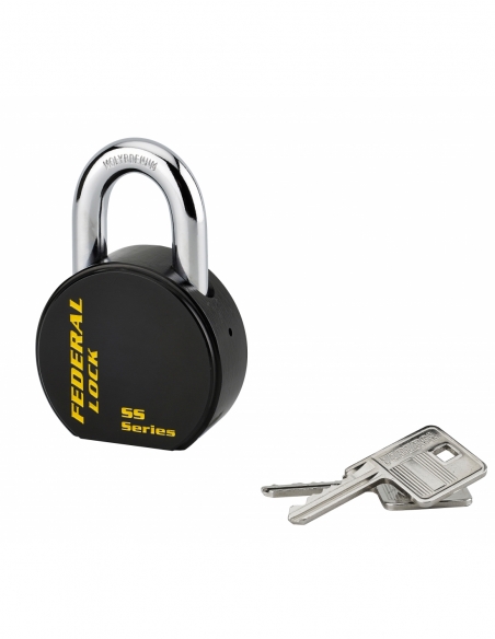Cadenas à clé Fédéral Lock S900R, acier, chantier, anse molybdène, 63.5mm, 2 clés, noir - THIRARD Cadenas à clé