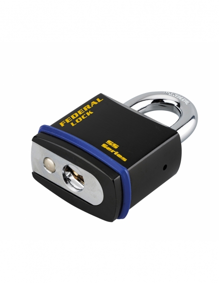 Cadenas à clé Fédéral Lock 720, acier, chantier, anse molybdène, 54mm, 2 clés, noir - THIRARD Cadenas à clé