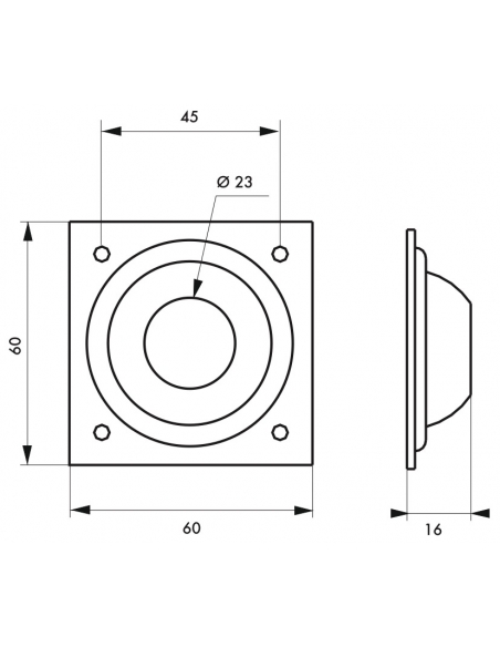 Entrée à cuvette pour verrou, Ø23mm, laiton - THIRARD Entrée à cuvette