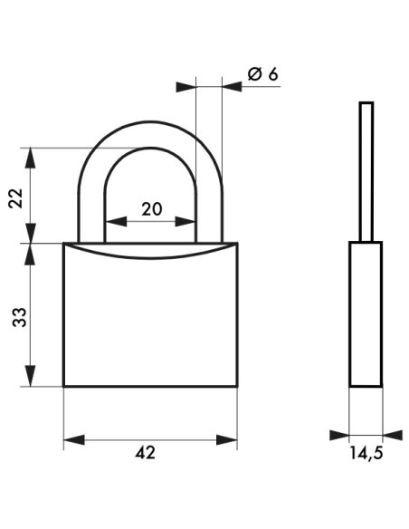 Cadenas à clé Mach noir, laiton, extérieur, anse acier, 40mm, 2 clés - THIRARD Cadenas à clé