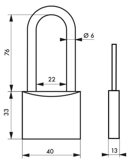 Cadenas à clé Ruck, laiton, intérieur, anse 1/2 acier, 40mm, 2 clés - THIRARD Cadenas à clé